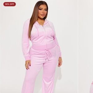 Fashion Nova Pink Velour Tracksuit